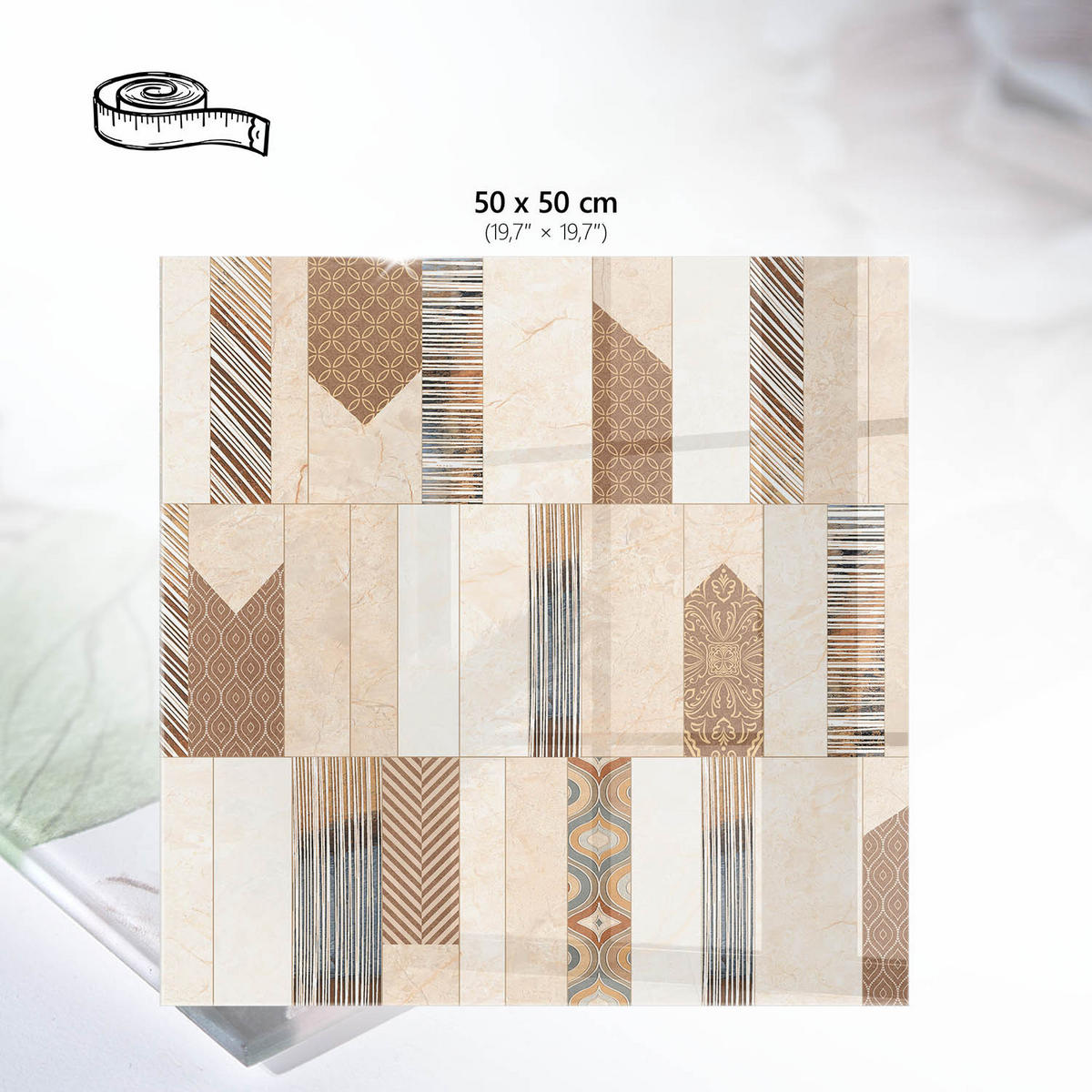 TISCHPLATTE 50x50 cm – Modulares Fragment - Blau, Glas (50/50/0.4cm) - Wallfluent