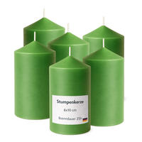 STUMPENKERZEN (6er Pack) Ø6cm x 10cm - Grün - Grün, Naturmaterialien (10cm) - HS Candle