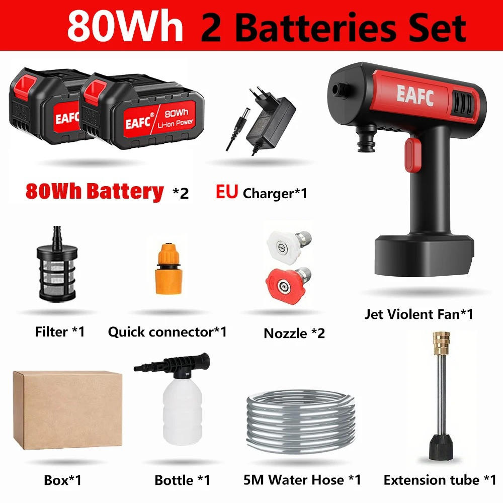 ELEKTRO-HOCHDRUCKREINIGER 500 W tragbare,Stil A, Mit 2 Batterien, für Terrassen, Gärten, Autos - Schwarz, Kunststoff (36.5/22.5cm) - Coonoor