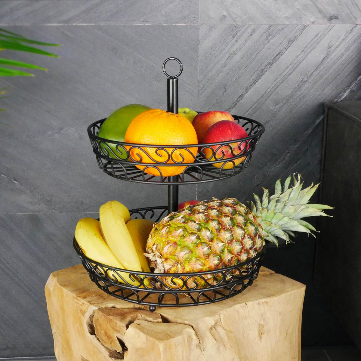 OBSTKORB Etagere 30/35 cm - Schwarz, Metall (35cm) - Intirilife