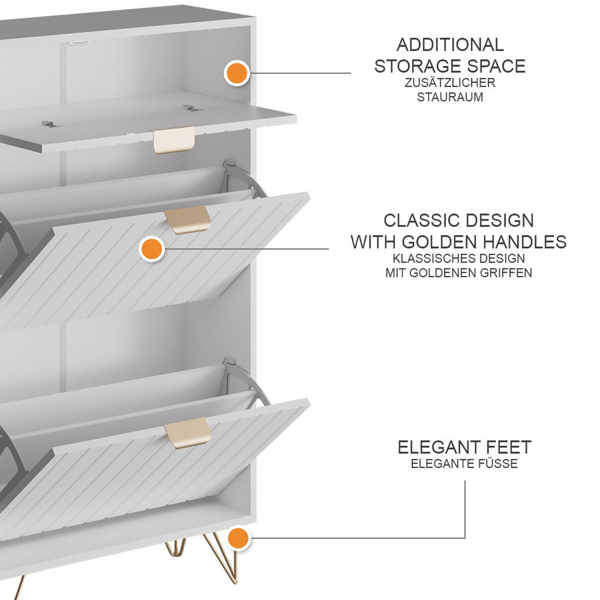 SCHUHSCHRANK Helge Weiß 60 x 107.5 cm 2 Fächer - Weiß, Holzwerkstoff (60/107.5/23.5cm) - Vicco