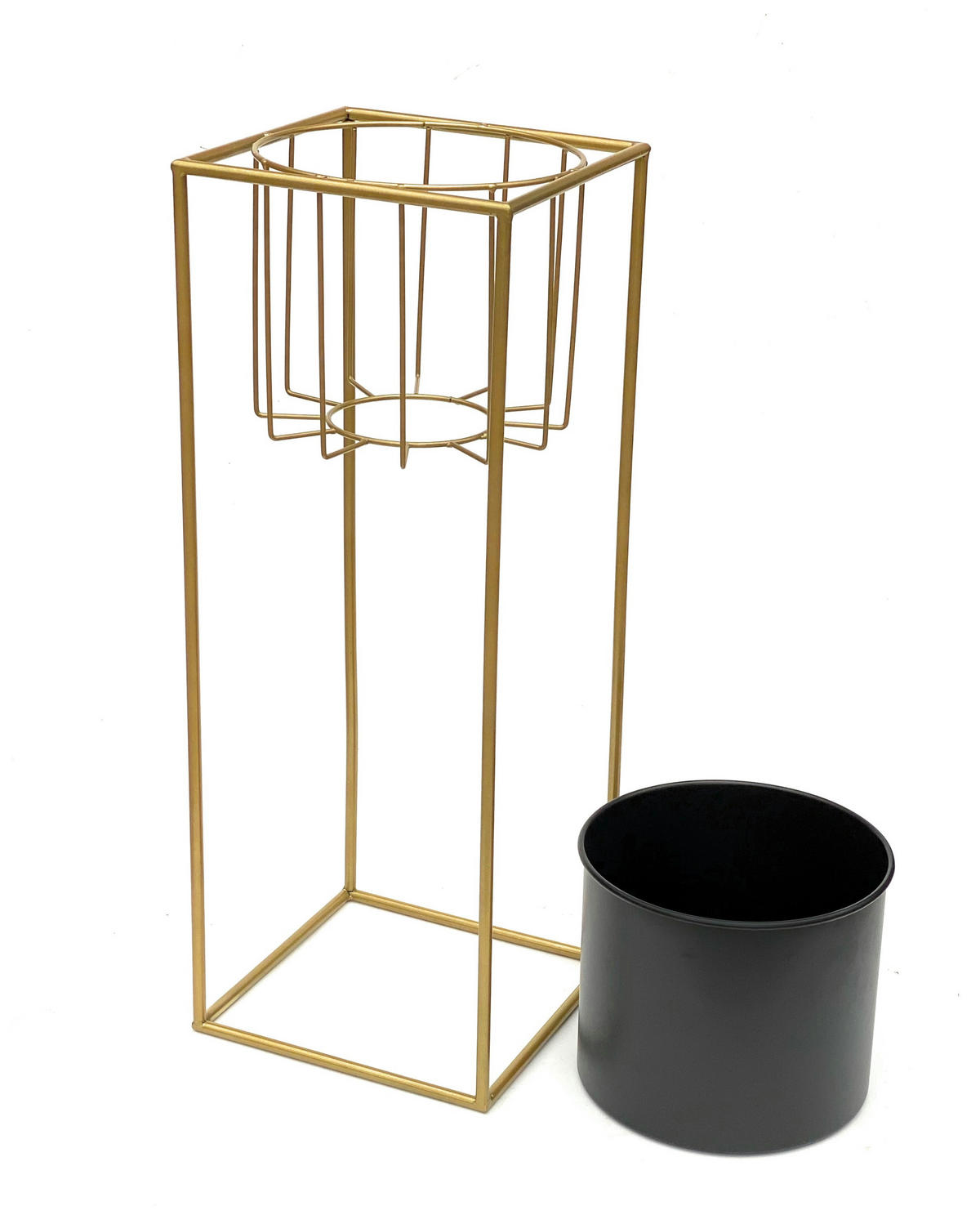 BLUMENSTÄNDER eckig Metall Gold/Schwarz 26/26/70 cm - Gelb, Metall (26/70/26cm) - DanDiBo