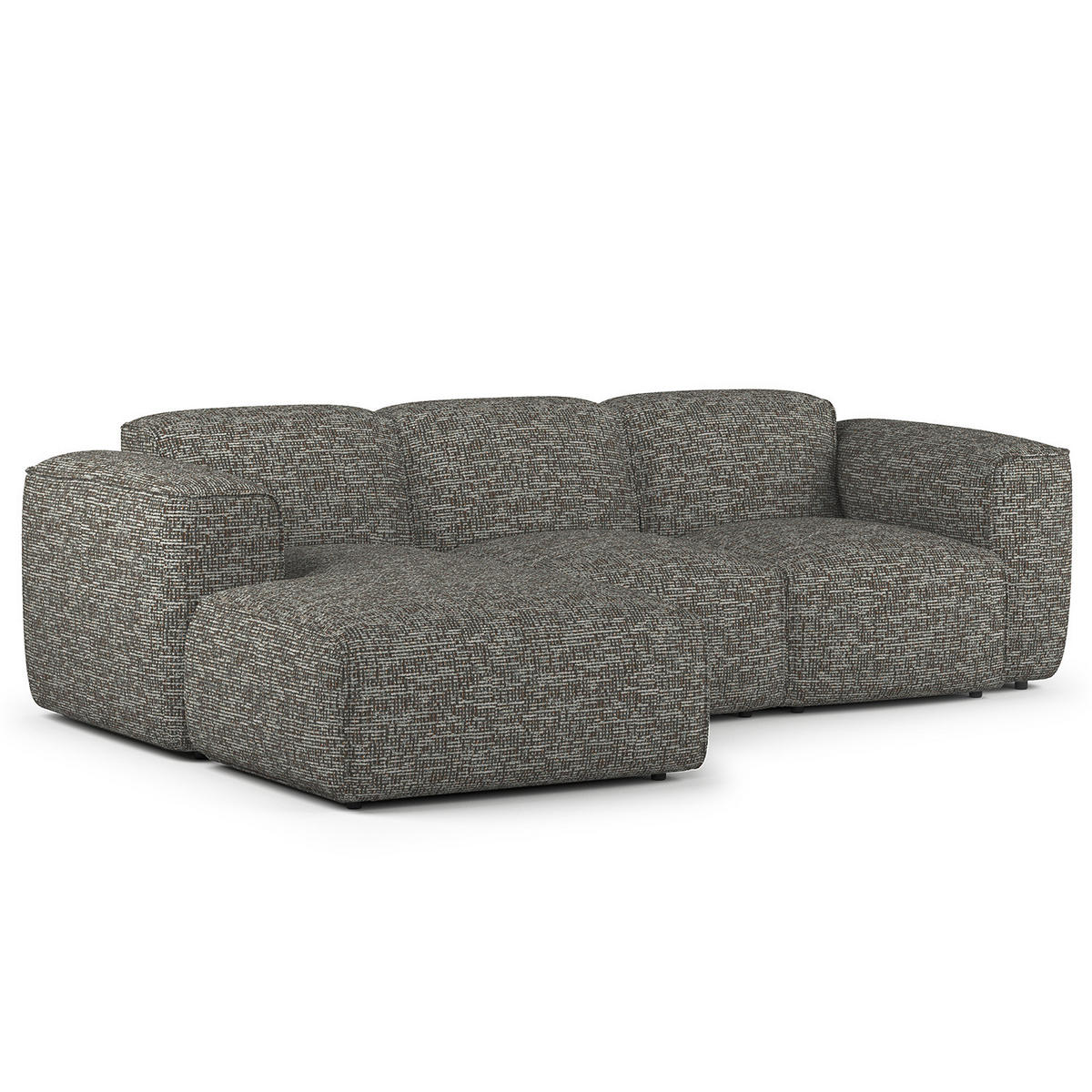 3-SITZER ECKSOFA mit Longchair - Schwarz/Grau, Kunststoff/Textil (251/173cm) - home24