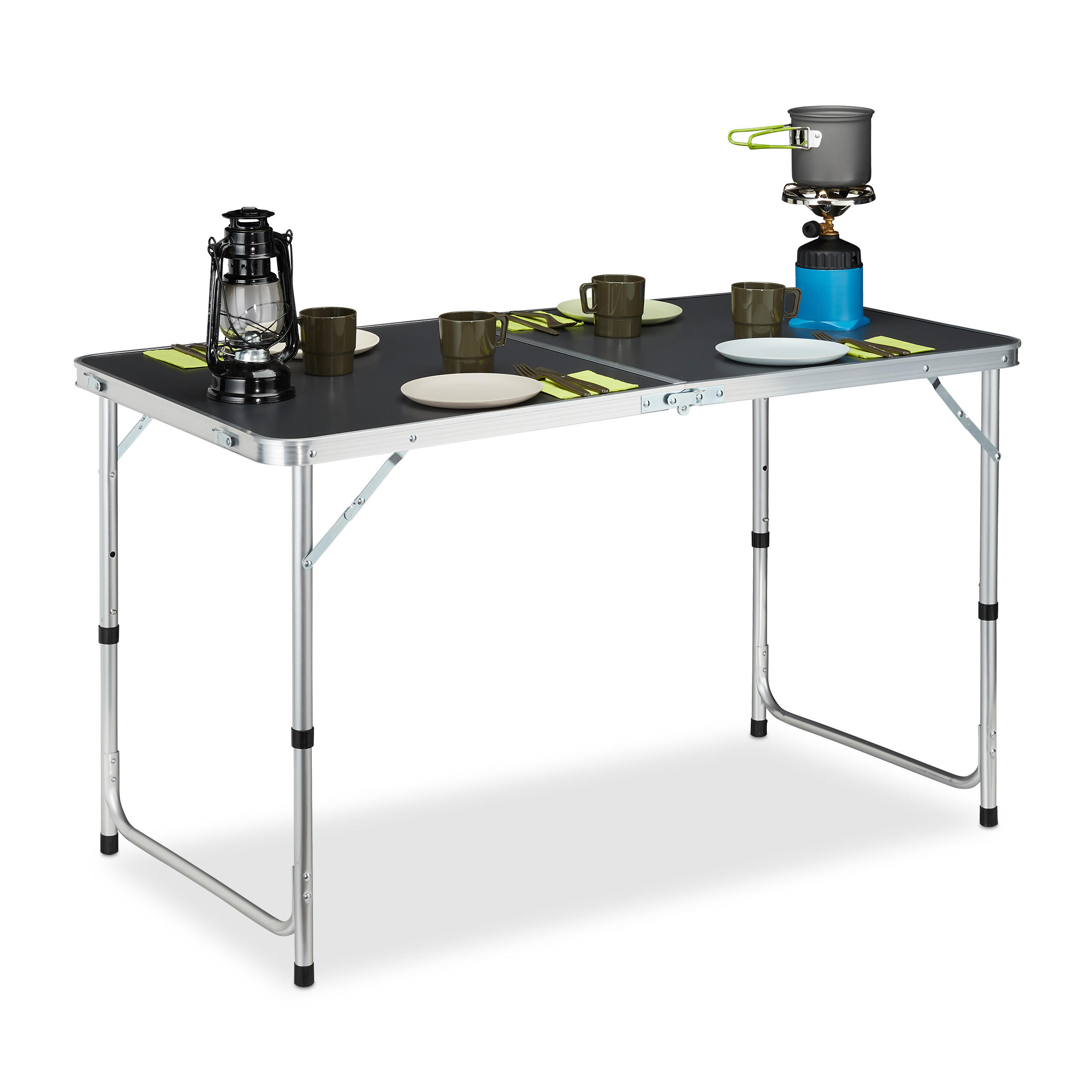 KEMPINGOVÝ stôl - viacfarebná, kov/kompozitné drevo (60/120/70.5cm) - Relaxdays