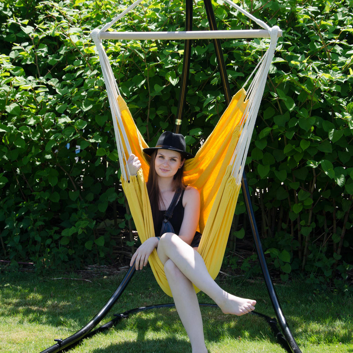 XXL HÄNGESESSEL 185/130 cm Belastbar bis 150 kg Gelb - Gelb, Textil (130/155/185cm) - Amanka