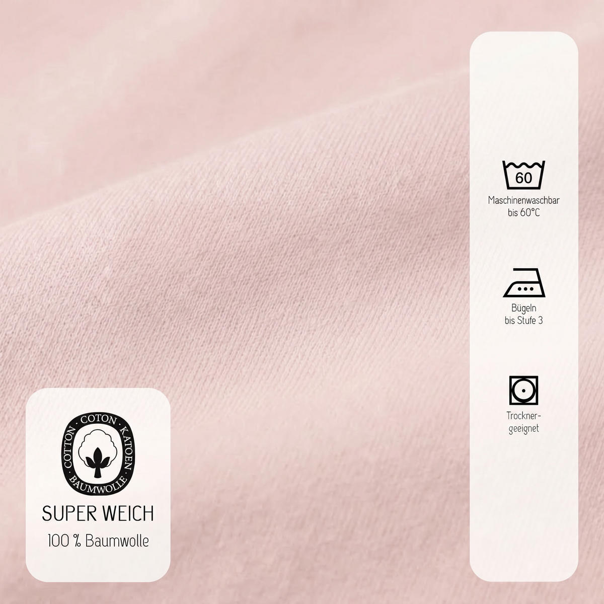 SPANNBETTTUCH Premium Jersey rose, 90x190 cm - 100x200 cm - Rosa, Textil (100/200cm) - biberna