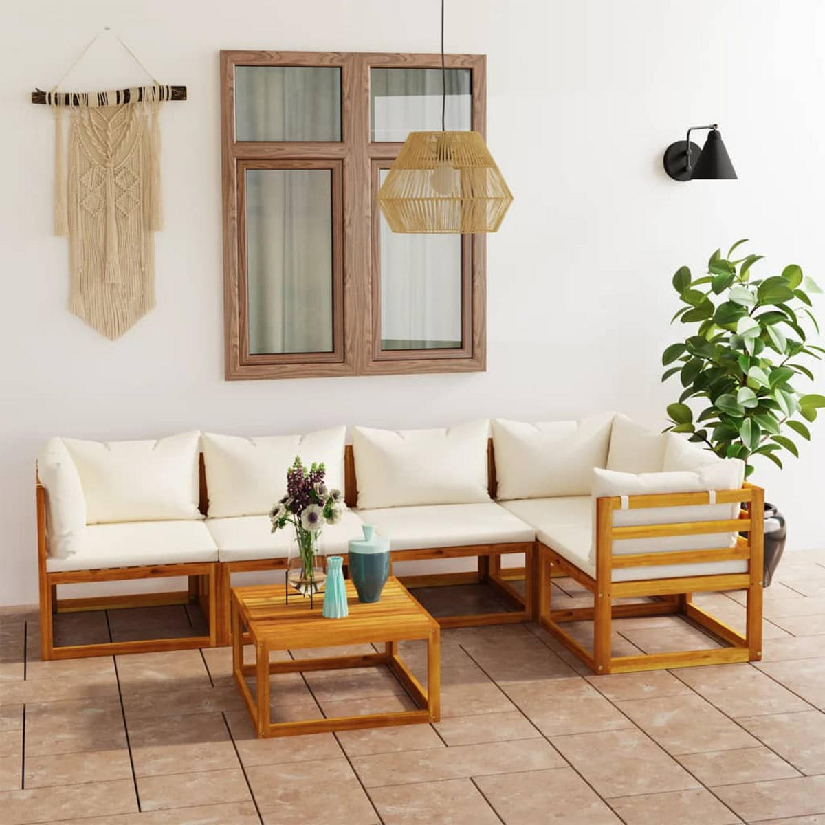 GARTENSET Reichardt 6-teilig - Creme, Holzwerkstoff - Nettlife