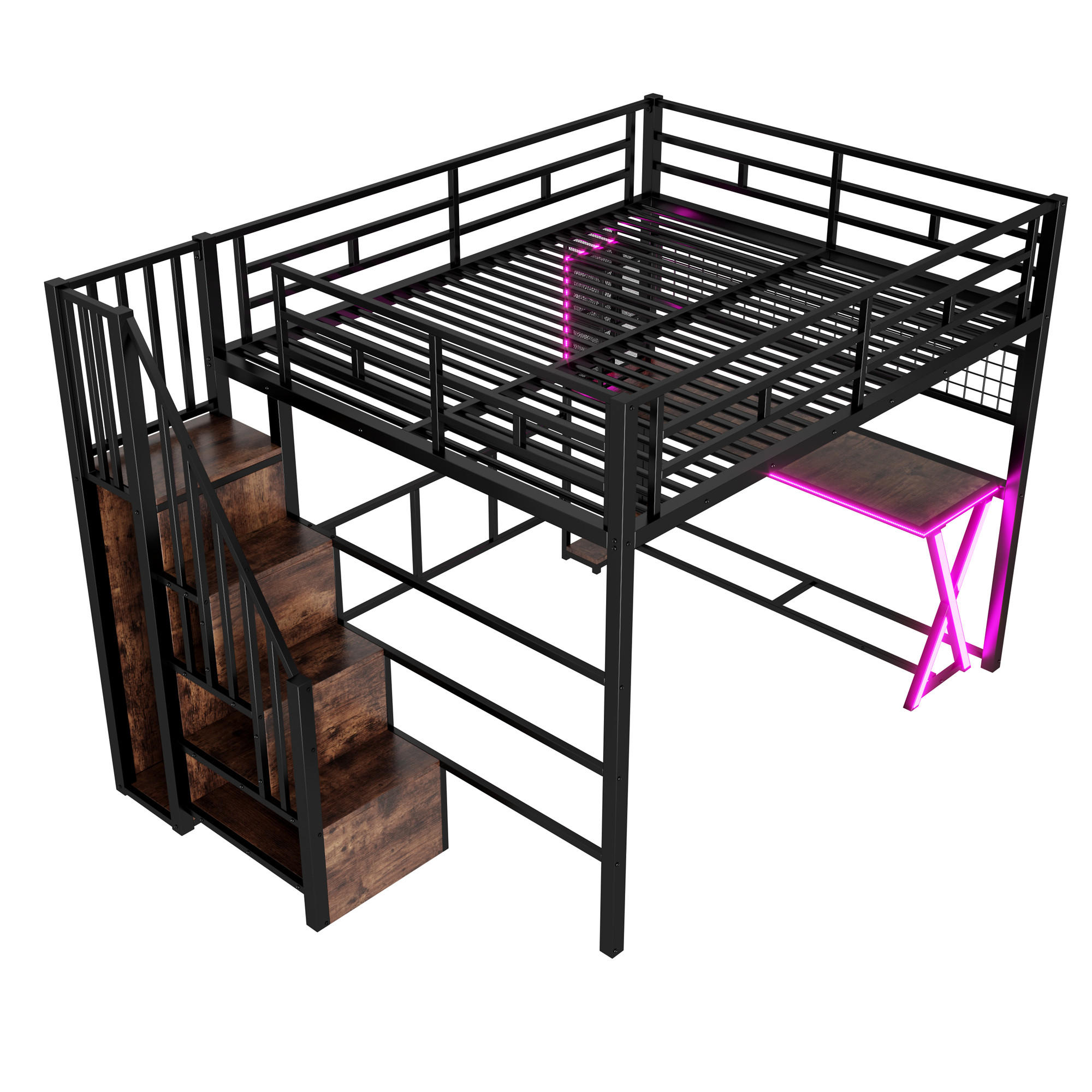 ComfortXL Hochbett Schwarz 160x200 cm