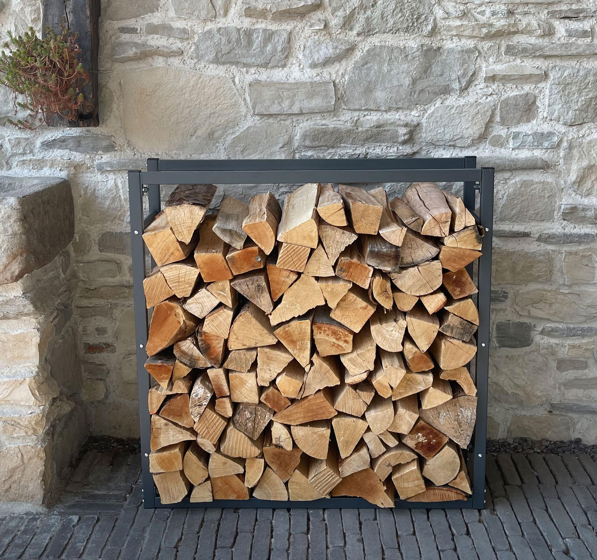 KAMINHOLZREGAL Außen 90x25x90 cm Metall Anthrazit - Anthrazit, Metall (25/90/90cm) - QUICK STAR
