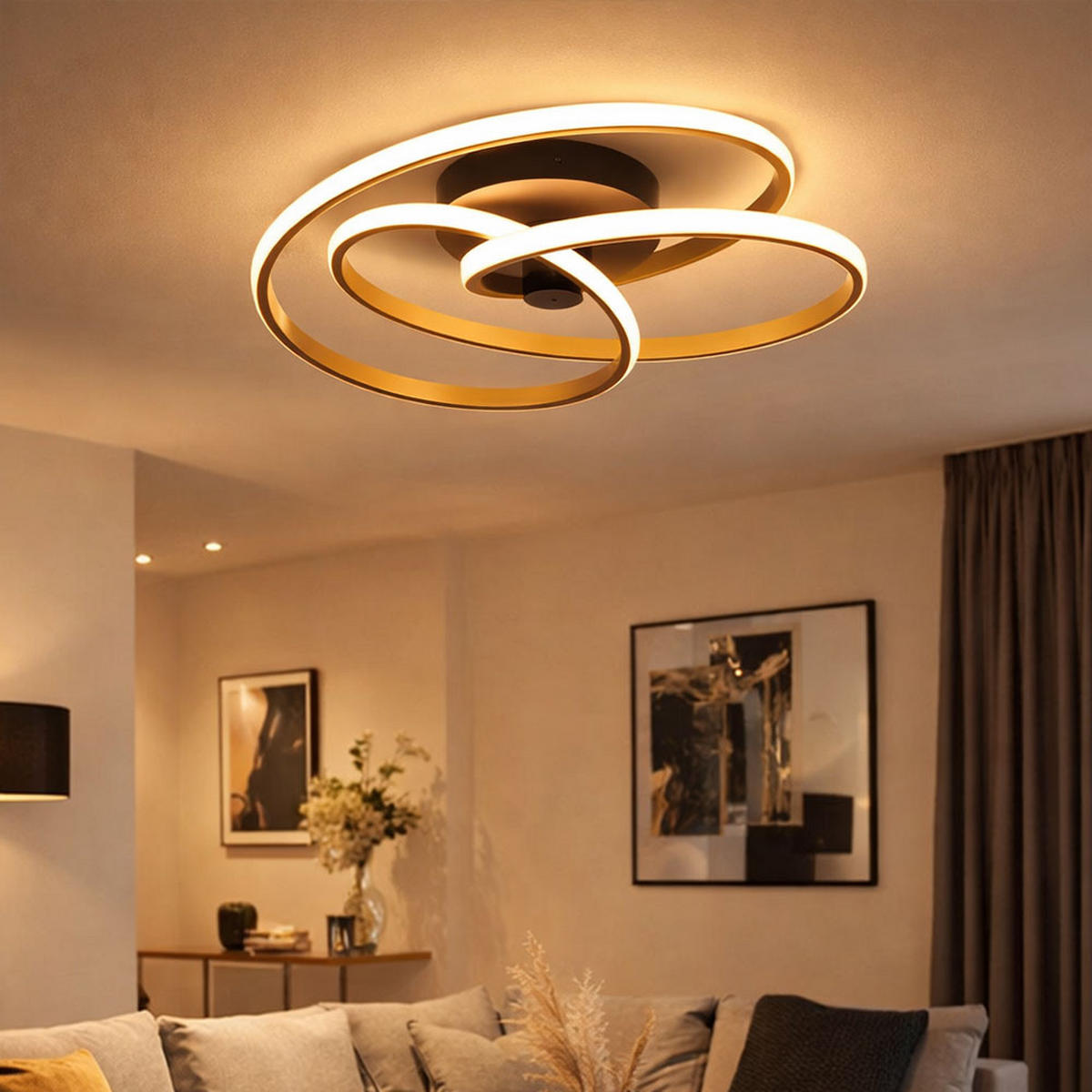 LED DECKENLEUCHTE Glyxar Gold Aluminium - Goldfarben, Metall (50/50/16cm) - Globo Lighting