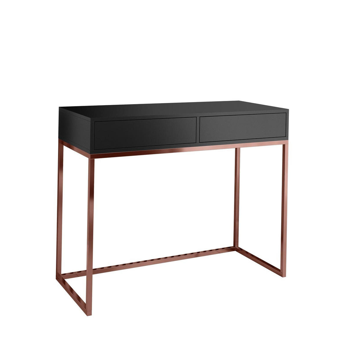 SCHMINKTISCH Cubic 100 Schwarz, mit Kupfergestell - Schwarz/Kupferfarben, Holzwerkstoff/Metall (35/100/80cm) - Bettso