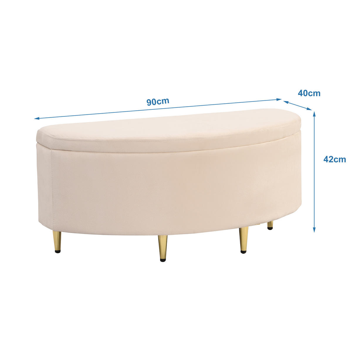 POLSTERBANK 90/40/42 cm mit Stauraum und Samtbezug, Beige - Beige, Textil - Redom