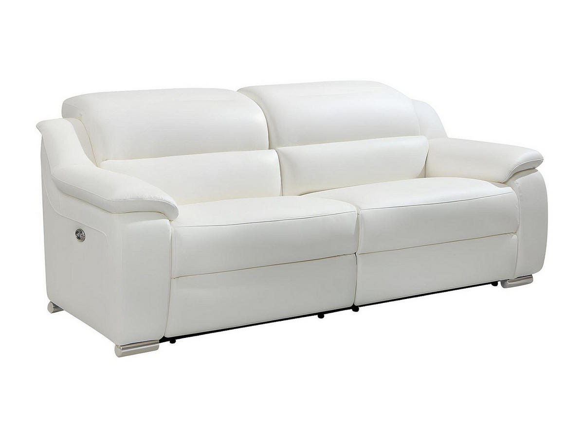 COUCHGARNITUR mit Sessel - 4 Personen - leder - weiß Arena - Weiß, Leder/Metall (100/86/104cm) - Vente-Unique