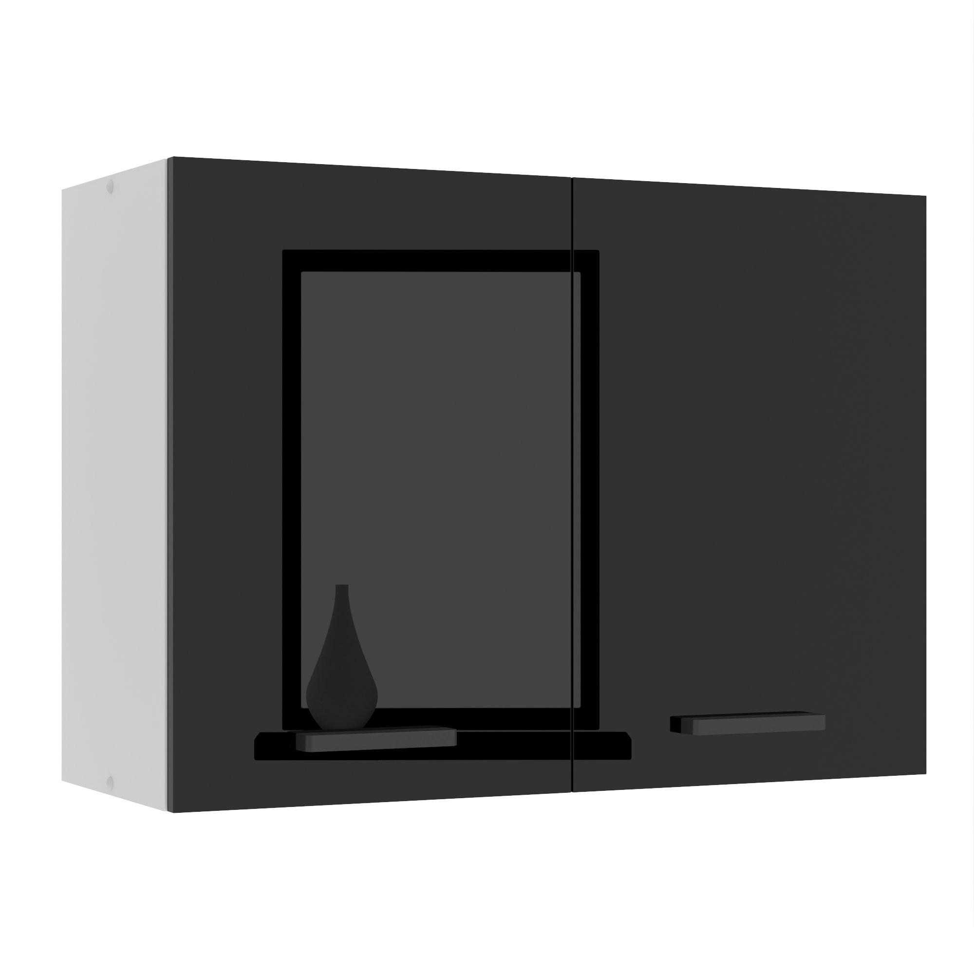 HÄNGESCHRANK SG 80 cm, mit 2 Türen, Schwarz Hochglanz - Schwarz, Holz (80/58/29.6cm) - B BELINI GROUP