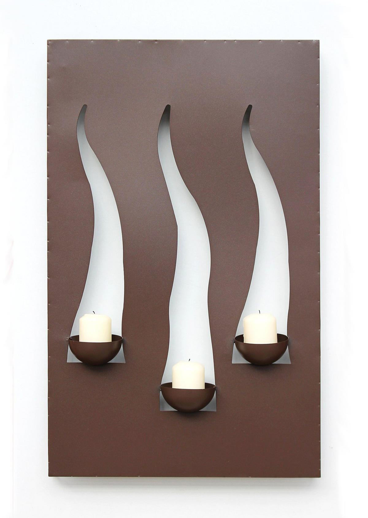 WANDLEUCHTER Flamme für 3 Kerzen Wandkerzenhalter aus Metall - Braun, Metall (40/65/10cm) - DanDiBo