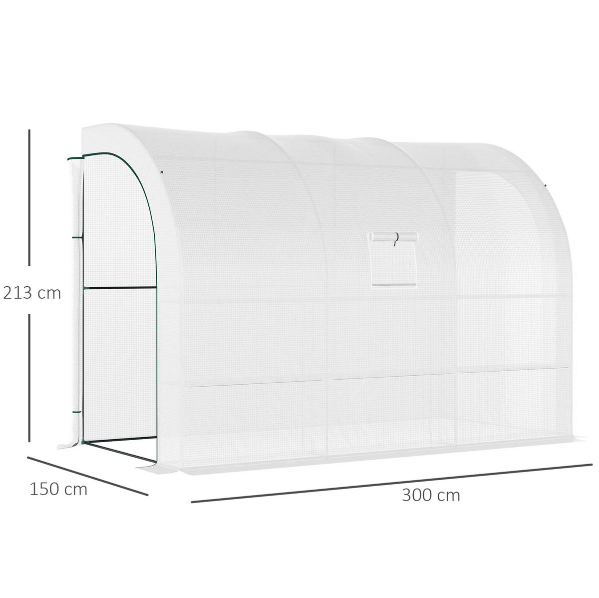 GEWÄCHSHAUS aus Kunststoff 300x150x213 cm in Weiß mit Regalen - Weiß, Kunststoff (150/213/300cm) - Modfu