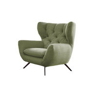 SESSEL CHARME Grün Cord - Schwarz/Grün, Textil/Metall (100/106/95cm) - KAWOLA