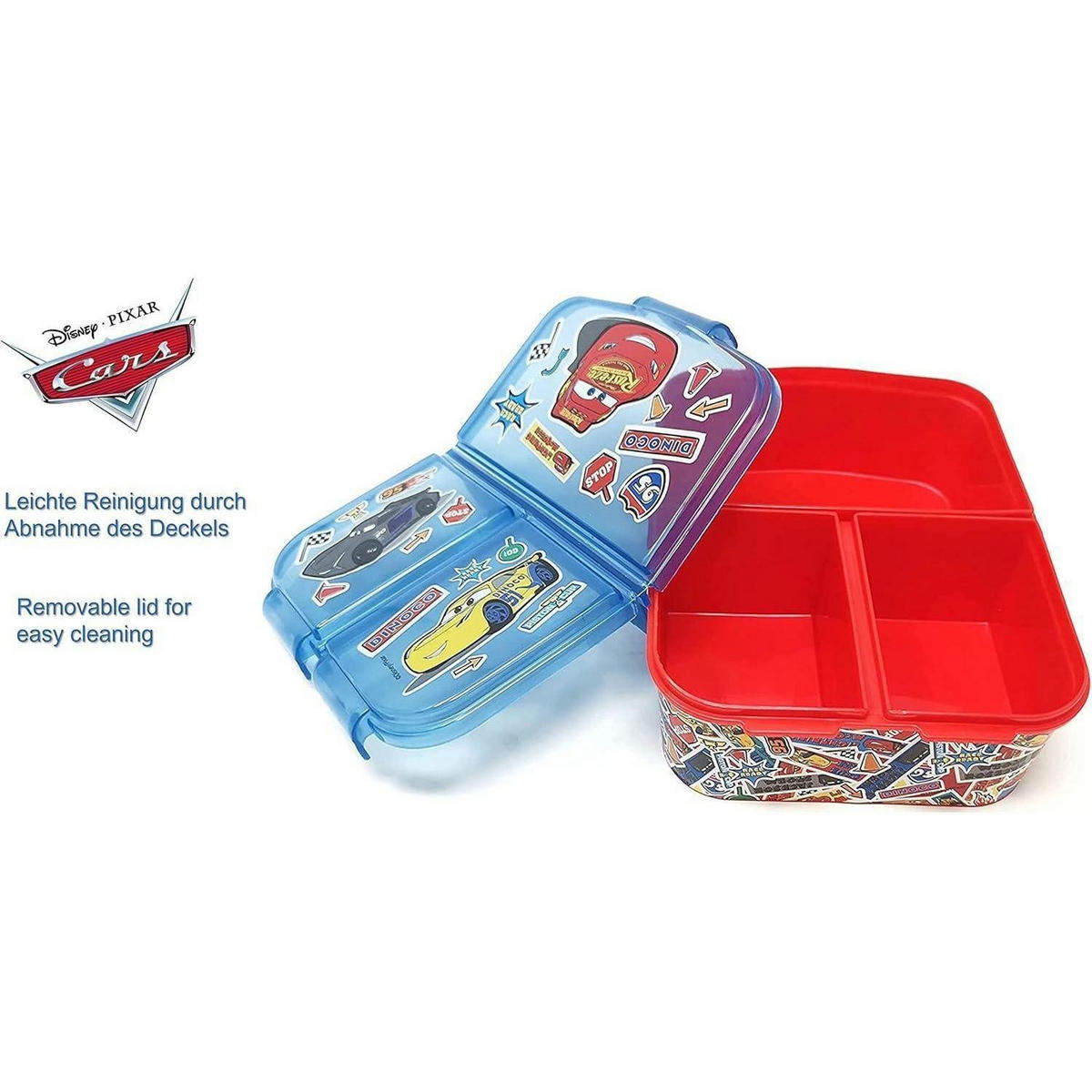 BROTDOSE Kinder mit Fächern Cars 18 cm - Multicolor, Kunststoff (14/6/18cm)