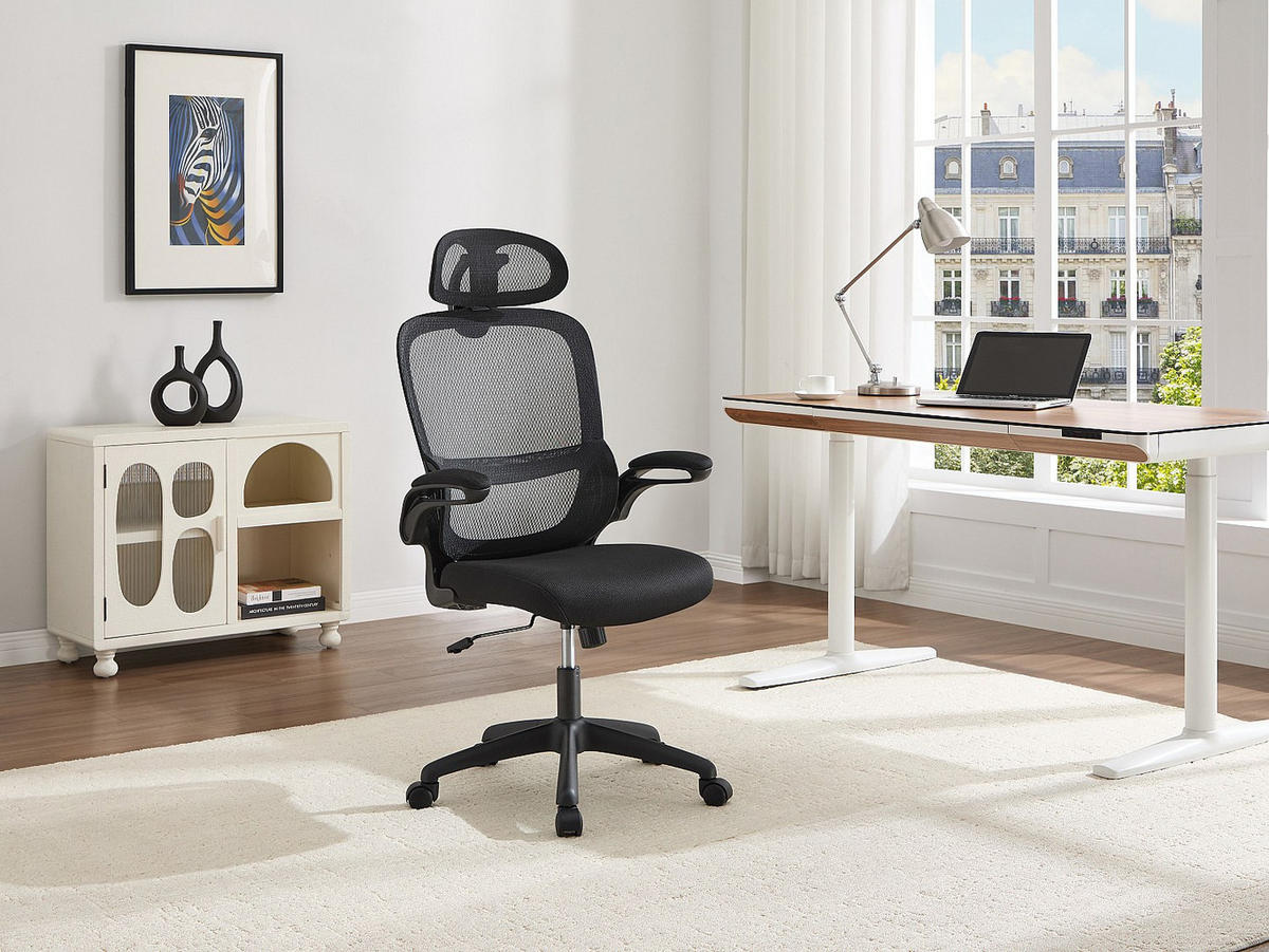 BÜROSESSEL - 63.5 x 63.5 - stoff - schwarz Nirano - Schwarz, Textil (63.5/124/63.5cm) - Vente-Unique