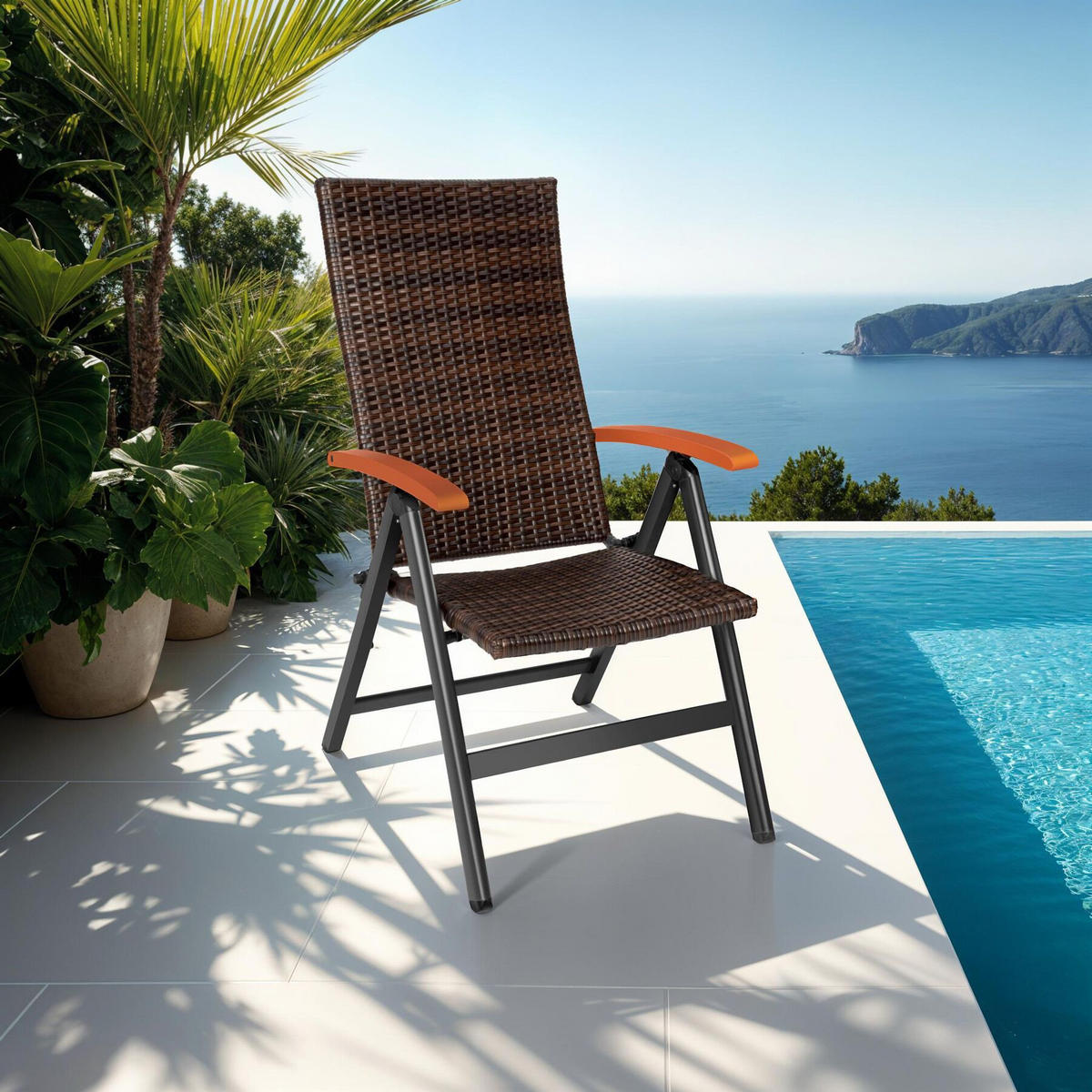 RATTANSTUHL Canberra,58 x 72 x 108 cm,braun - Braun, Kunststoff (58/108/72cm) - tectake