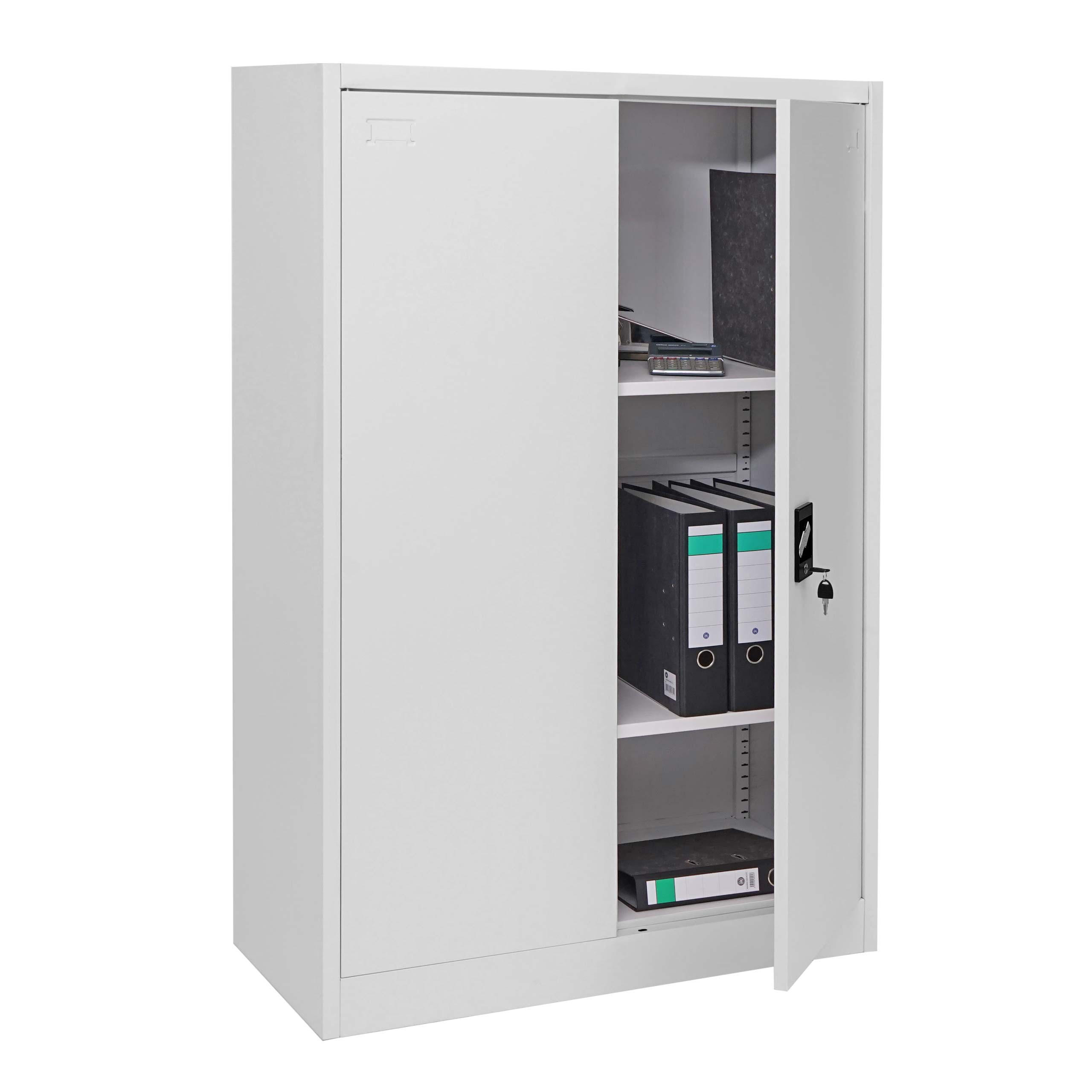 AKTENSCHRANK 140x90x40cm 2 Türen abschließbar Metall Grau - Grau, Metall (90/140/40cm) - PROREGAL