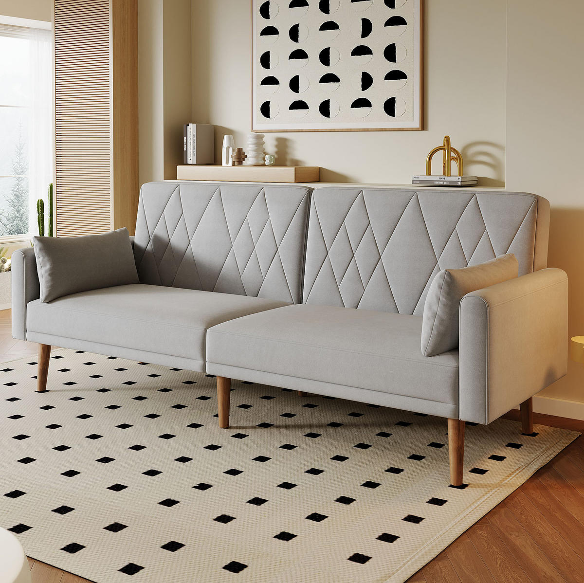 SCHLAFSOFA Zweisitzer mit verstellbaren Rückenlehnen aus Samt Grau 180/75/82 cm - Grau, Textil (180/82/75cm) - OKWISH