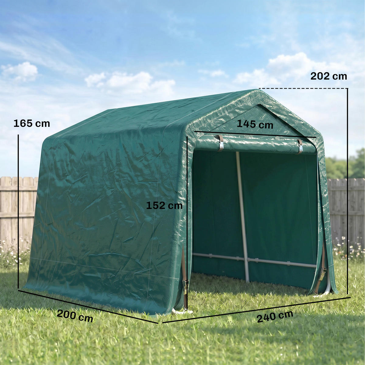 CARPORT Grun 1 Stück - Grün, Kunststoff/Metall (200/202/240cm) - GiPP