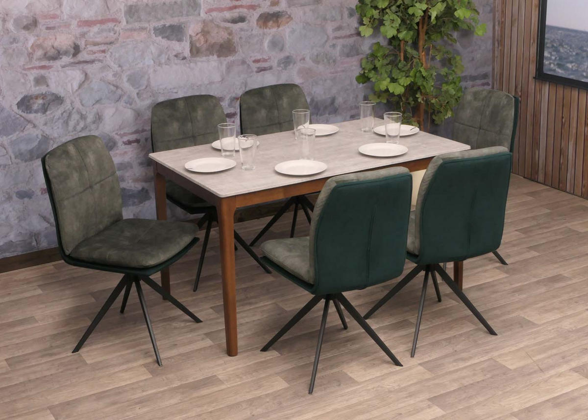 ESSZIMMERSTUHL Grün 6er-Set - Grün, Textil (47/90/56cm) - MCW
