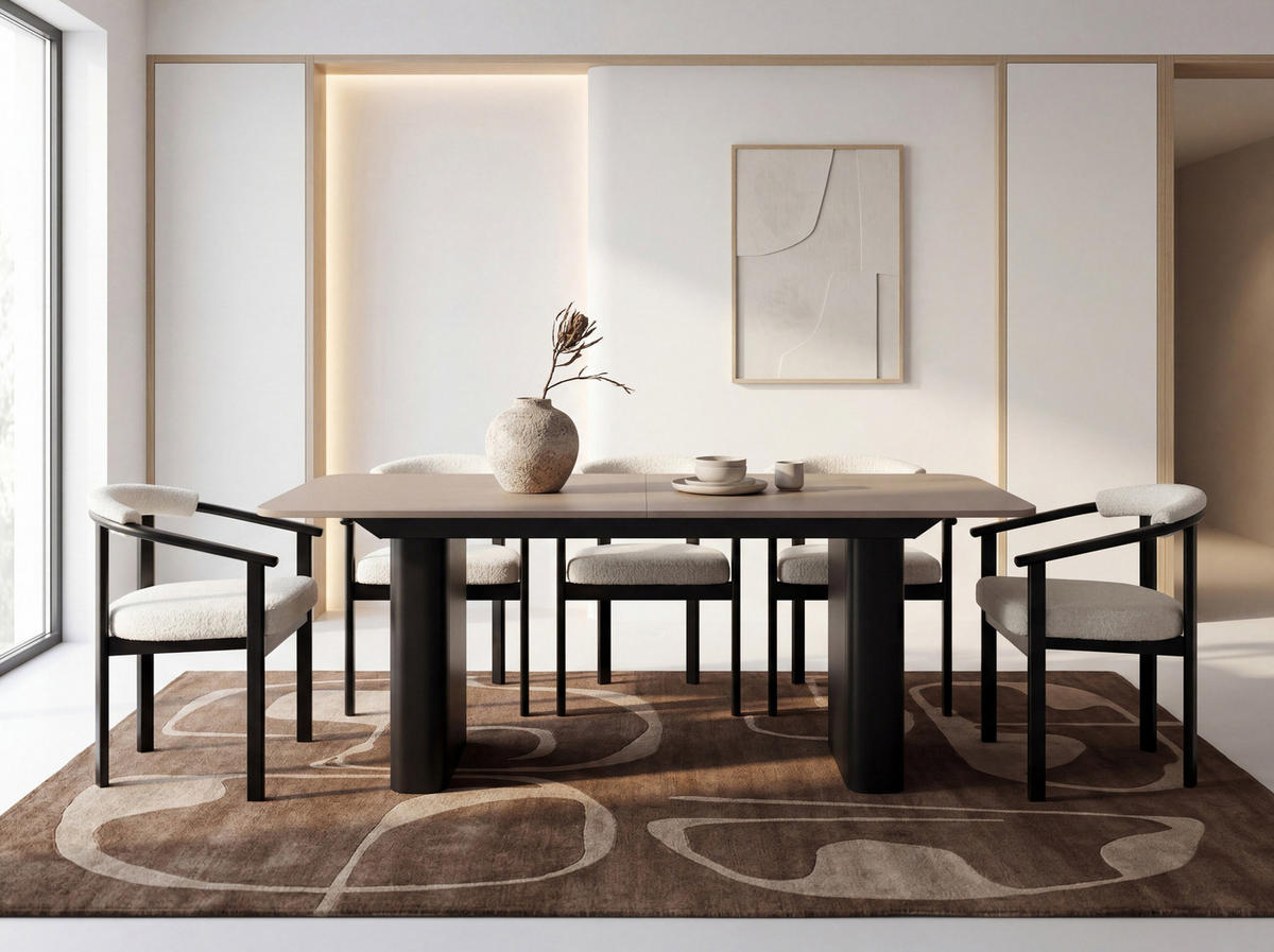 ESSTISCH Riven rechteckig ausziehbar verlängerbar mit Butterfly-Auszug, Kaschmir 200-296/90/76 cm - Kaschmir/Beige, Holzwerkstoff/Metall (90/296/76cm) - WFL GROUP