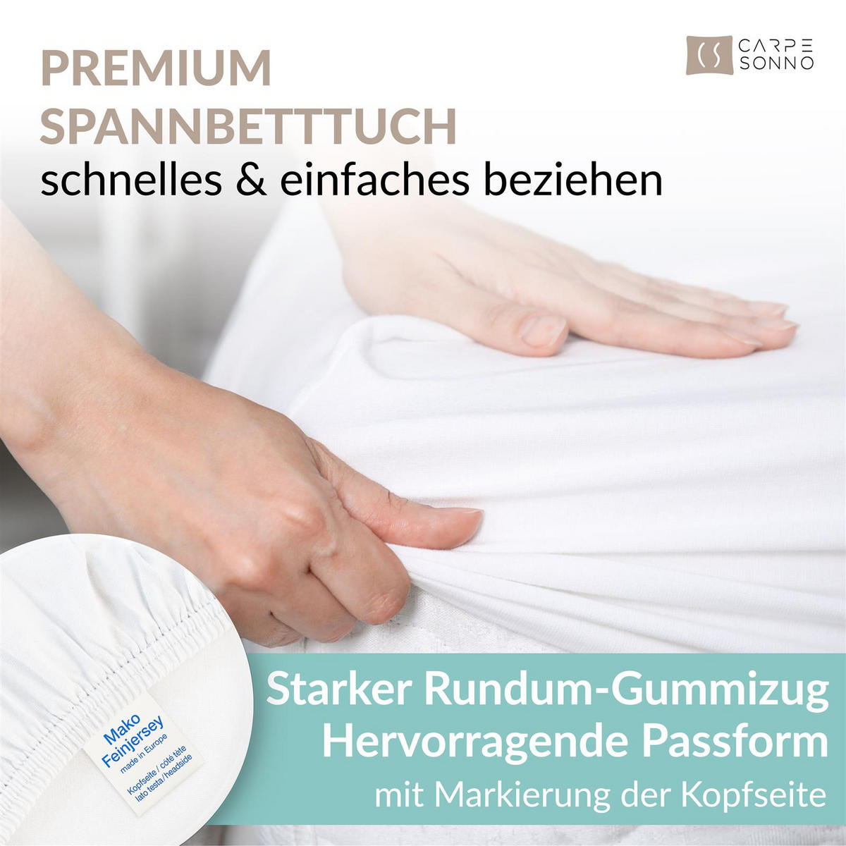 JERSEY-SPANNBETTLAKEN 140x220 - 160x220 Feine Bettlaken aus 100% Baumwolle, Spannbetttuch Laken Uni Weiß - Weiß, Textil (140/220cm) - Carpe Sonno