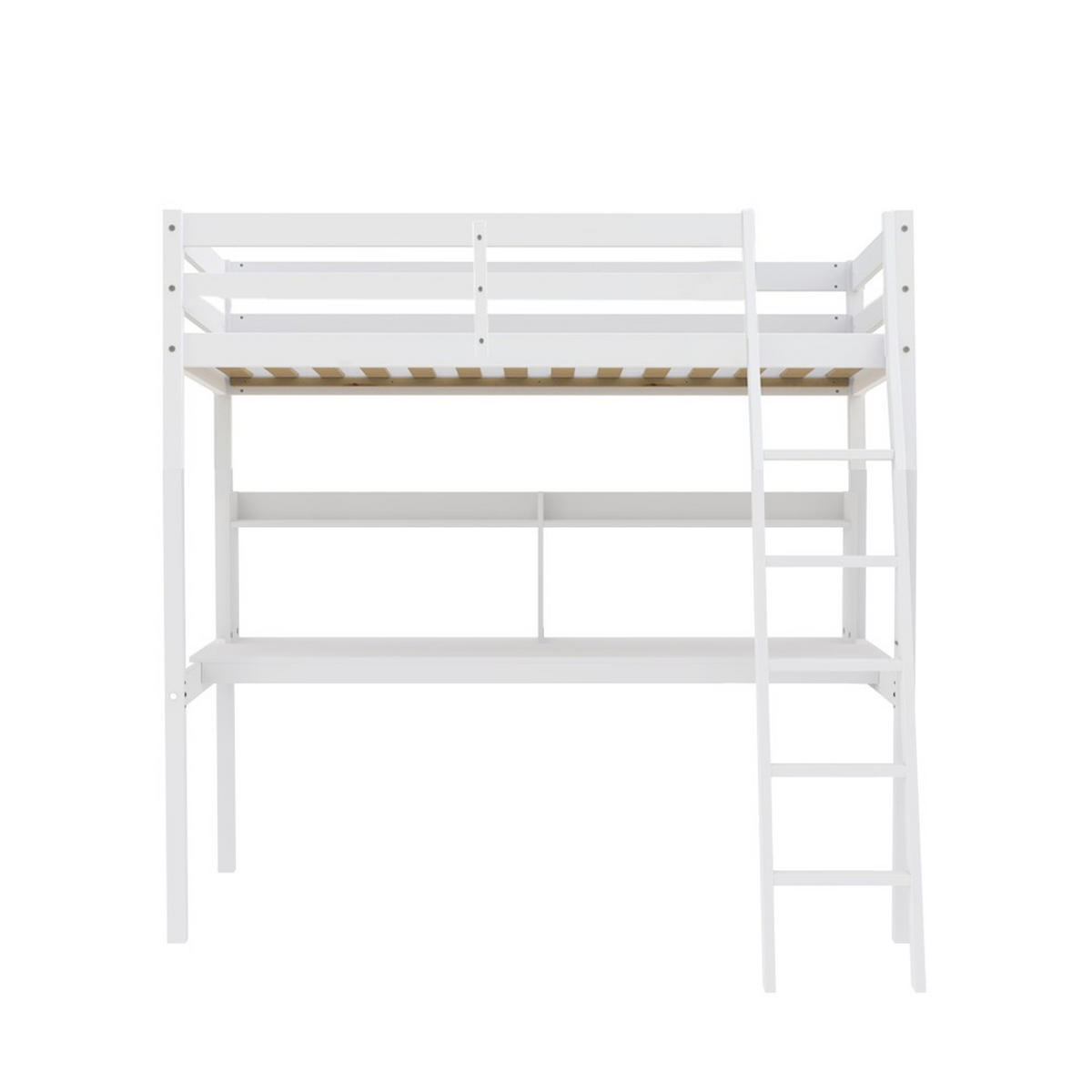 HOCHBETT STUDIO mit Schreibtisch Regal/ Hochbett 90X190 - Weiß - Weiß, Holz - Weber Industries