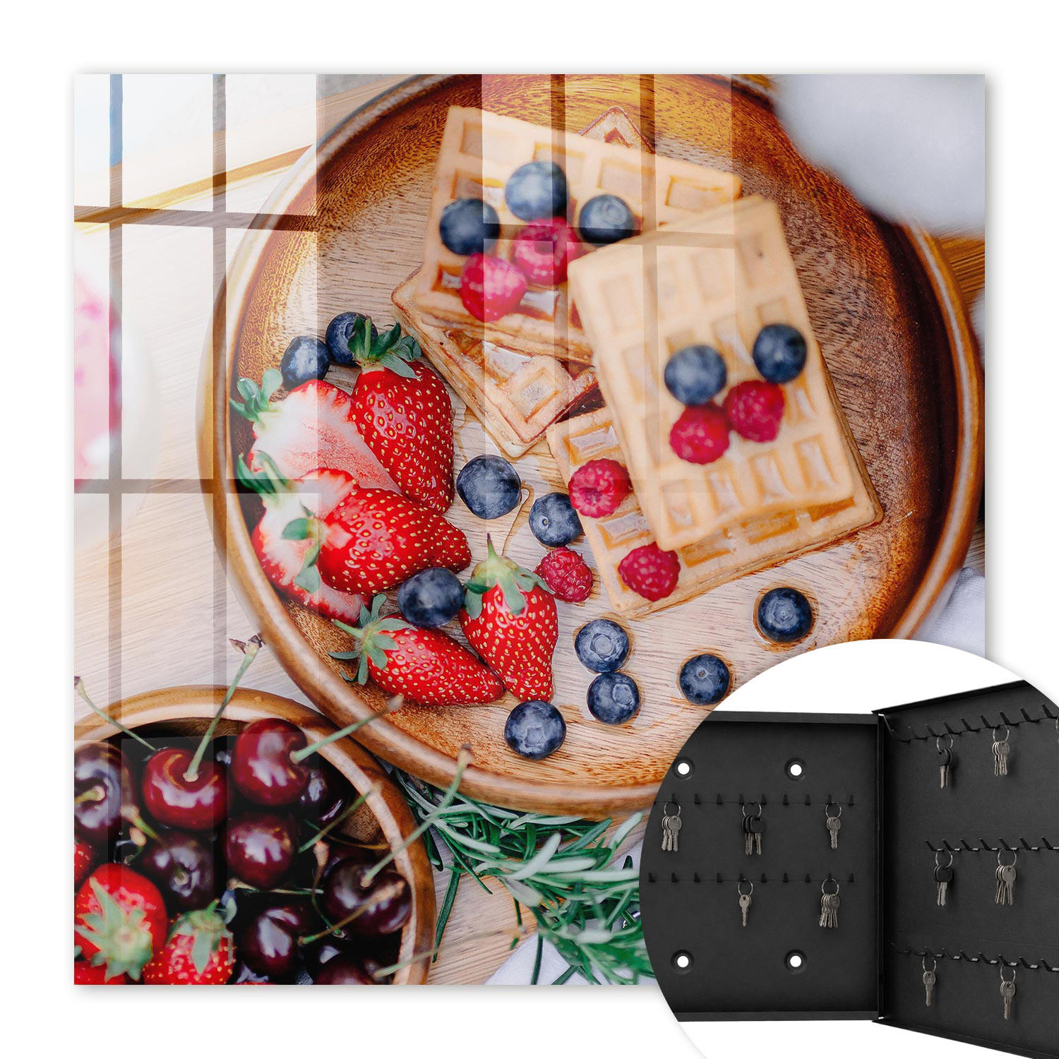 SCHLÜSSELBOX Schwarz 30x30 cm- Türöffnung nach rechts - Obstfrühstück - Braun, Metall (30/30/5cm) - TULUP