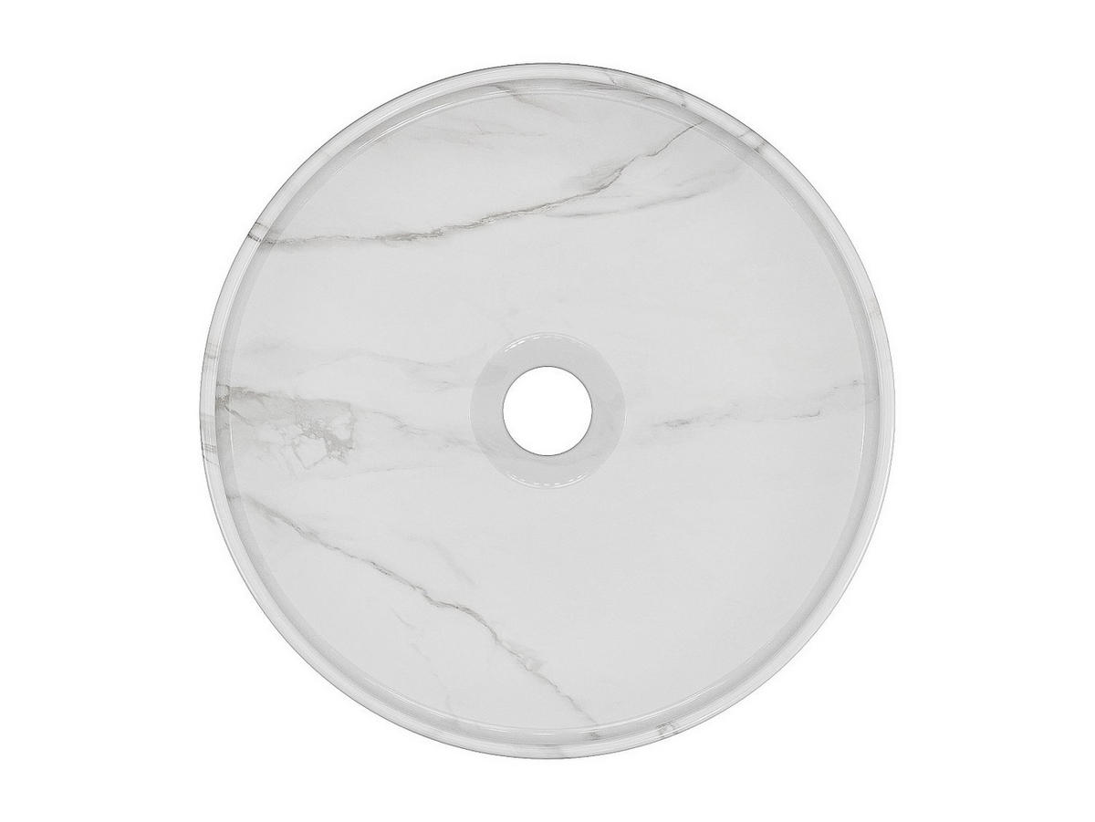 AUFSATZWASCHBECKEN rund - Weiß - Marmor-Optik - Keramik - 36 cm - VIAMARBA - Weiß, Keramik (36/12/36cm) - Vente-Unique