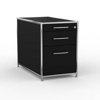 BÜRO-STANDCONTAINER Holz, 80 cm, 3 Schubladen, 1 Hängeregistratur, Schwarz - Chromfarben/Silberfarben, Holzwerkstoff/Metall (80/61/80cm) - Versee