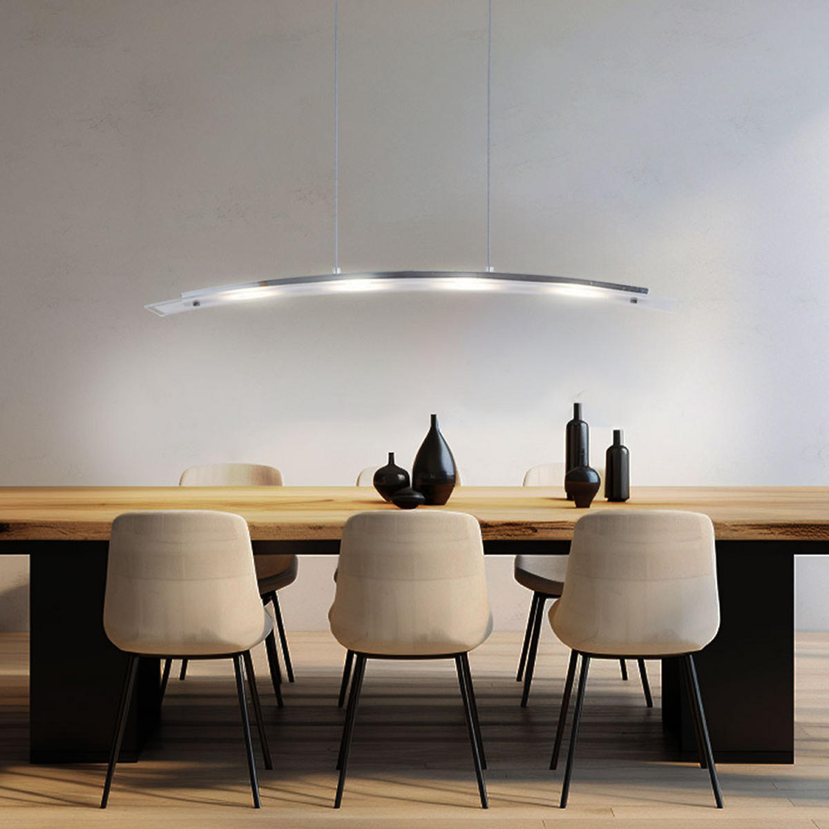 LED HÄNGELEUCHTE Glasplatte Weiß - Weiß, Glas (86/9/120cm) - Globo Lighting