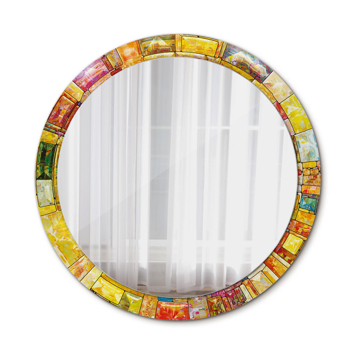 SPIEGEL Ø90 cm Rund mit Aufdruck - Multicolor, Glas (90/90/0.4cm) - TULUP
