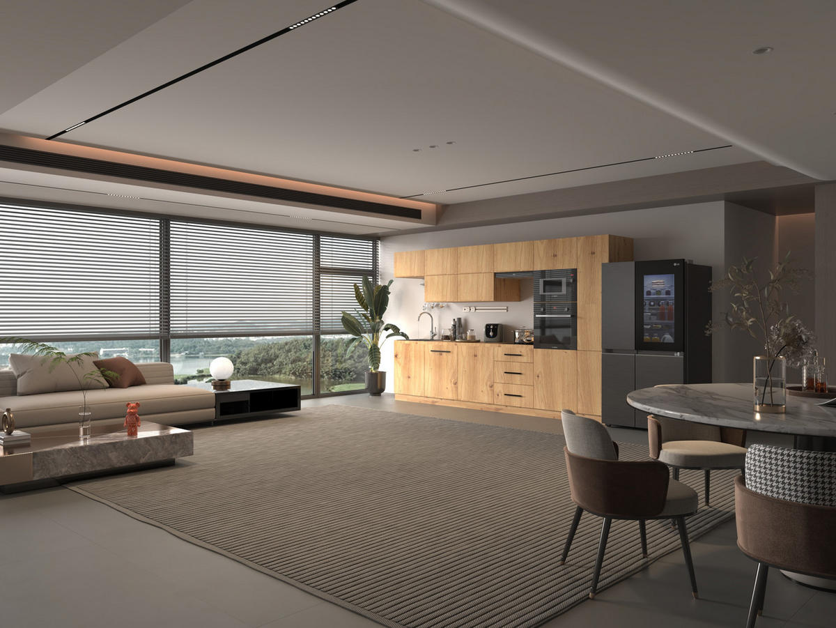 KÜCHENZEILE 240 - Langen KL3-M340 in Artisan Eiche - Schwarz/Eiche Artisan, Holz (340/212/58cm)