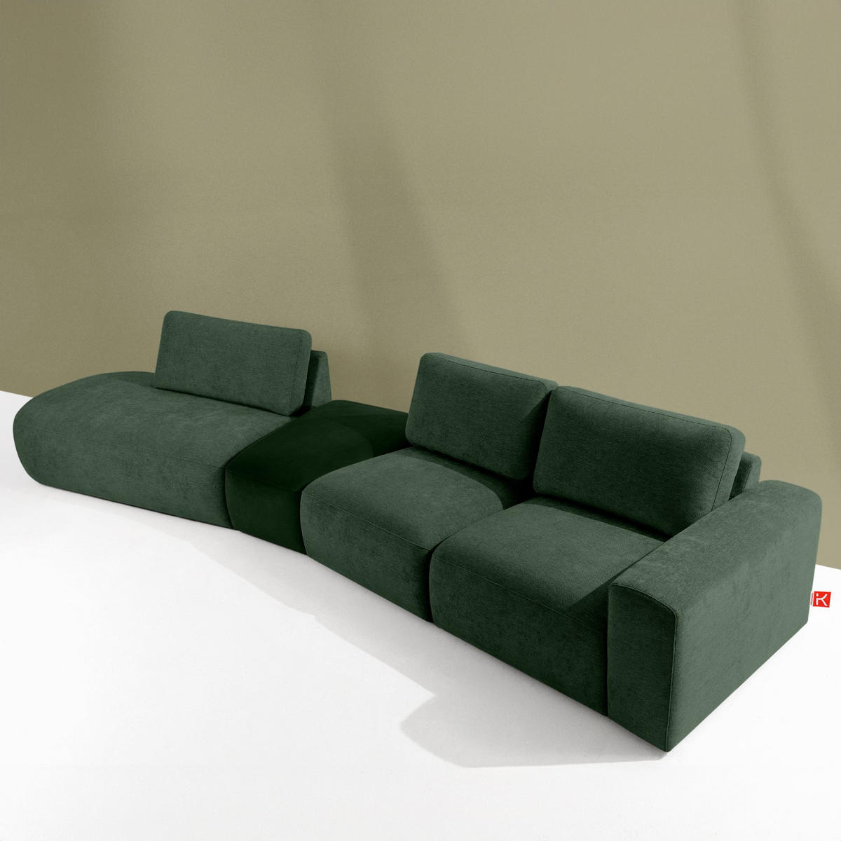 5-SITZER ECKSOFA ZUCCO Chenille links, Dunkelgrün - Dunkelgrün, Textil (430/84/105cm) - KONSIMO®