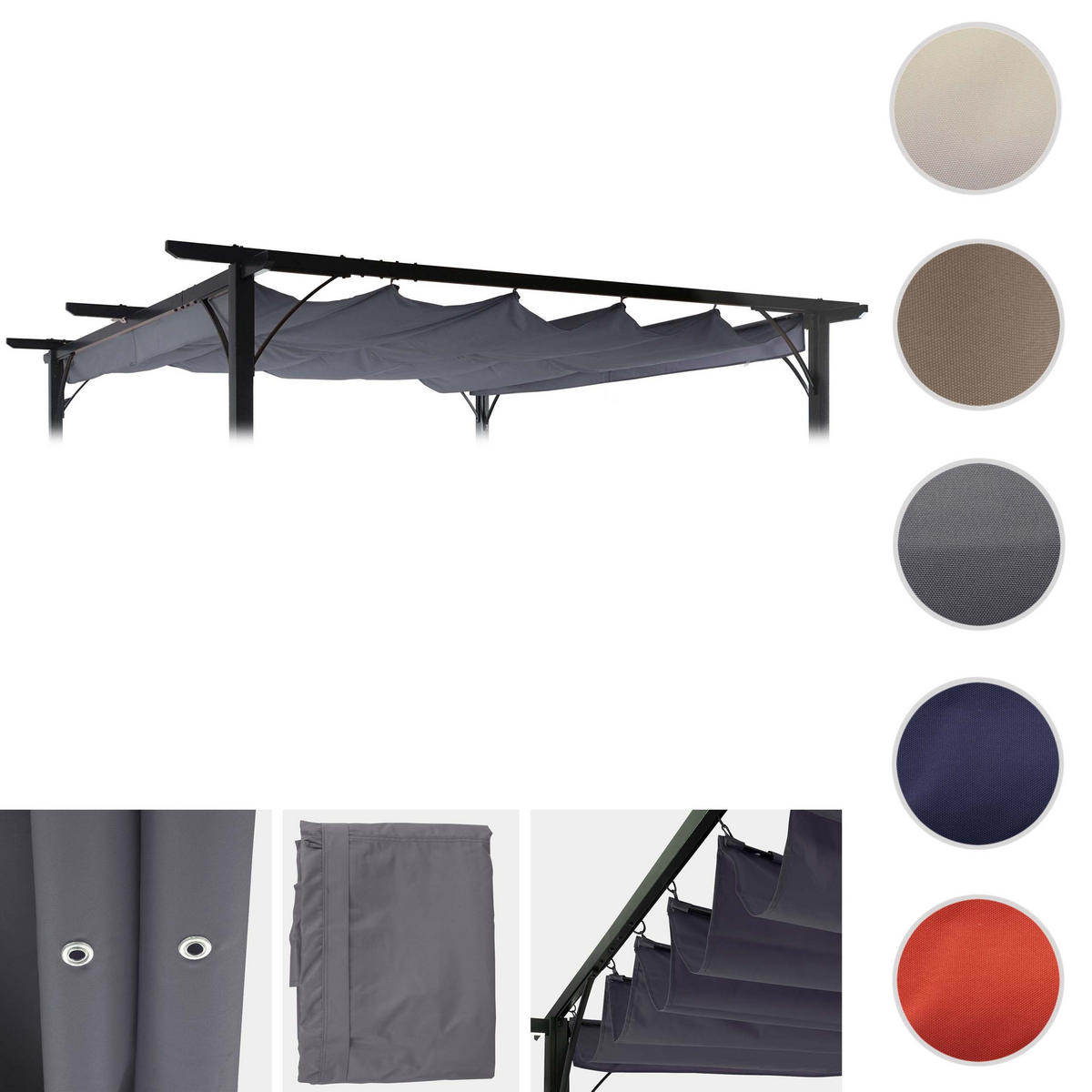 ERSATZBEZUG DACH PERGOLA Grau - Grau, Textil (370/1/300cm) - MCW