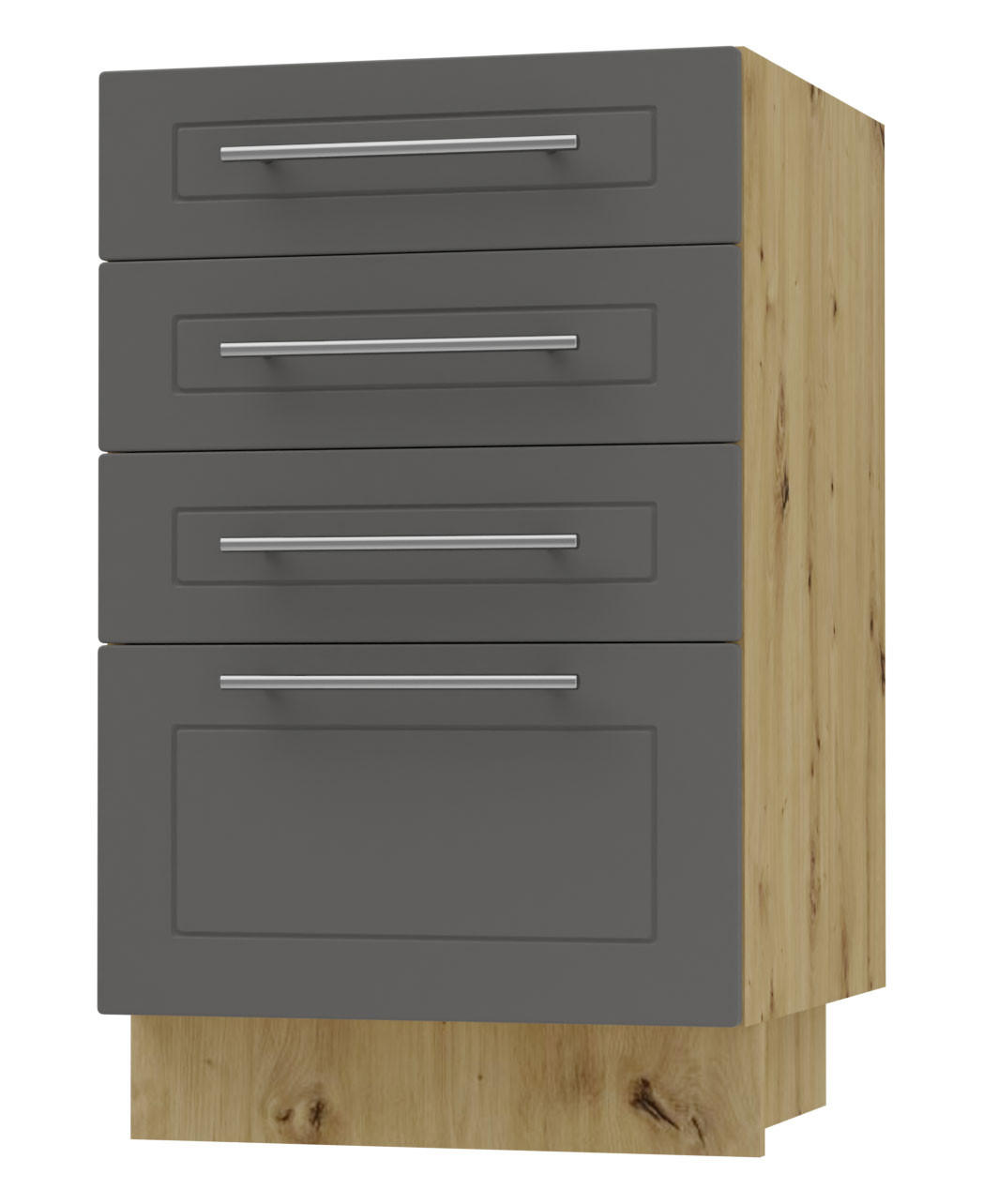 SCHUBLADENUNTERSCHRANK Kvantum D4A/40 Graphit Matt / Eiche Artisan Matt 40 / 50 / 82cm - Graphitfarben/Eiche Artisan, Holz/Holzwerkstoff (40/82/50cm) - Feldmann-Wohnen