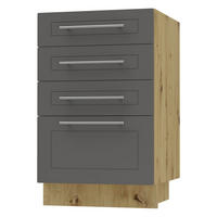 SCHUBLADENUNTERSCHRANK Kvantum D4A/40 Graphit Matt / Eiche Artisan Matt 40 / 50 / 82cm - Graphitfarben/Eiche Artisan, Holz/Holzwerkstoff (40/82/50cm) - Feldmann-Wohnen