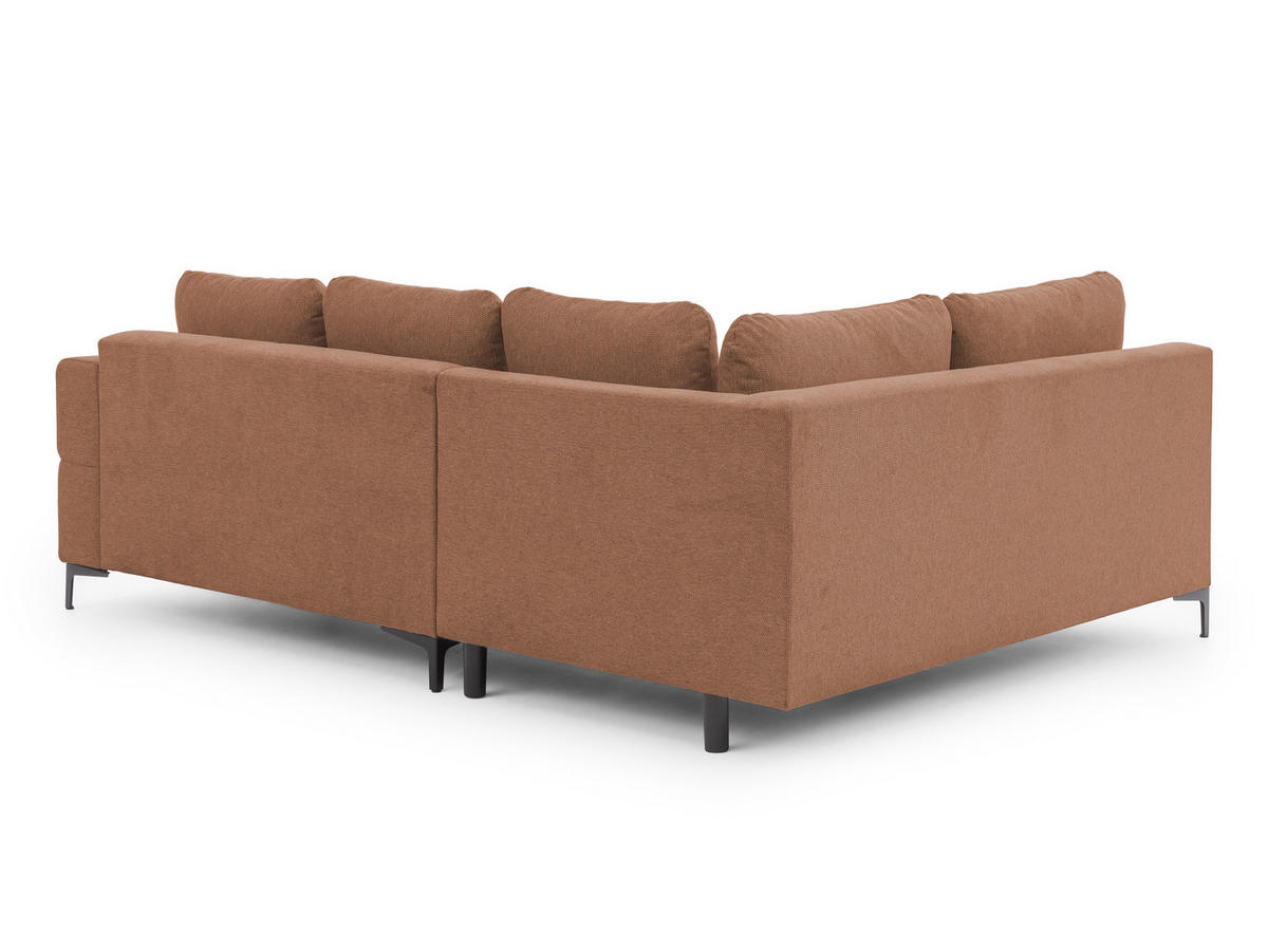 ECKSOFA Cardea in Bubble-Optik aus weichem Terrakotta Strukturstoff mit hohem Sitzkomfort - Ottomane links - Terracotta/Schwarz, Holz/Textil (170/230cm) - S-Style Möbel