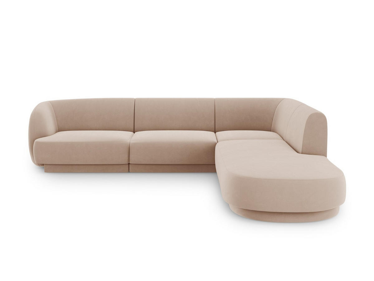 ECKSOFA rechts Miley aus Samt cappuccino 6 Sitzplätze - Cappuccino, Textil (248/255cm) - Micadoni