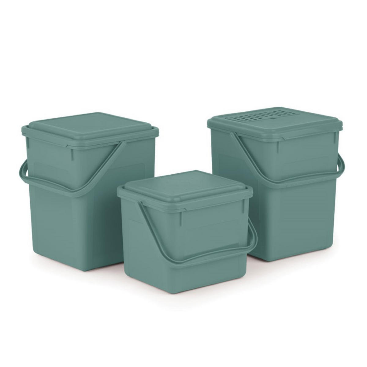 MÜLLEIMER Robuster Mit Geruchsdichtem Deckel 5 Liter 18 x 22,5 x 20 cm Kunststoff Grün - Grün, Kunststoff (22.5/18/20cm) - PROREGAL