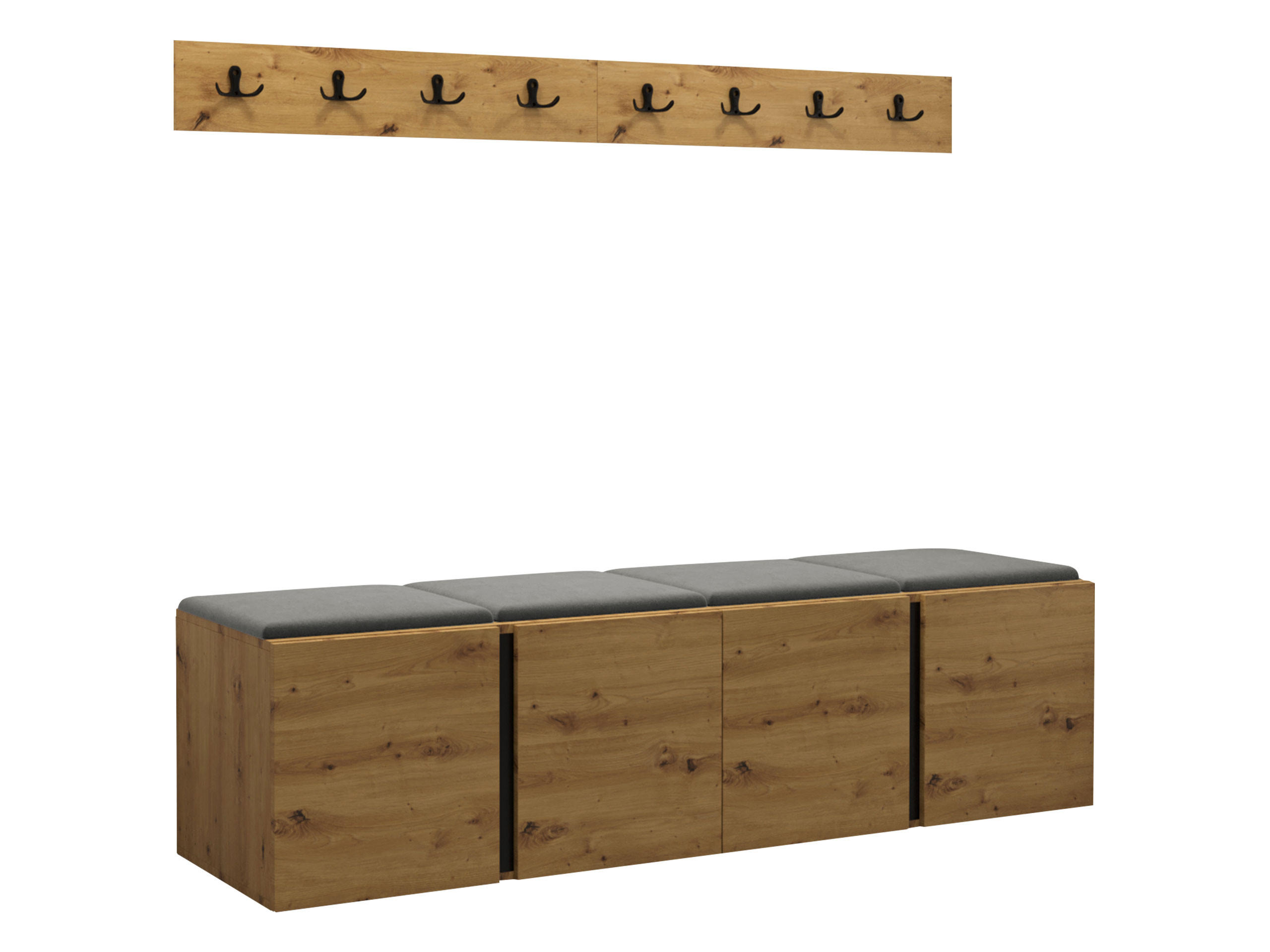 GARDEROBEN-SET Orion VII - Eiche Artisan/Grau, Holzwerkstoff/Kunststoff (168/42/46cm) - MIRJAN24