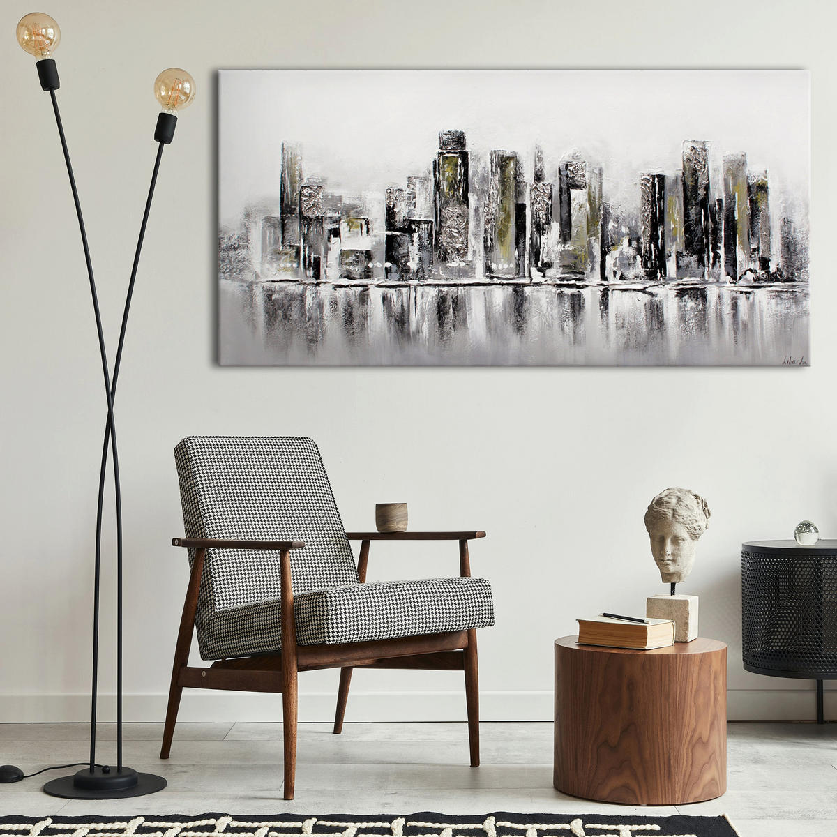 GEMÄLDE Megapolis auf Keilrahmen 200x100 cm - Schwarz, Holz (200/100cm) - YS-art gallery