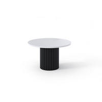 KAFFEETISCH Sabina 67 x 42 cm, runder, mit geriffeltem Standfuß, weiß, schwarz - Schwarz/Weiß, Metall (30/67/42cm) - Margaret Hadas24