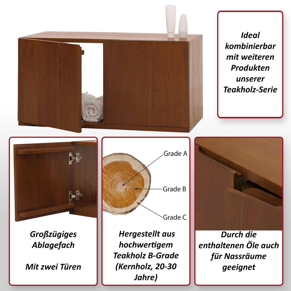 WASCHBECKENUNTERSCHRANK Braun - Braun, Holz (80/40/40cm) - MCW