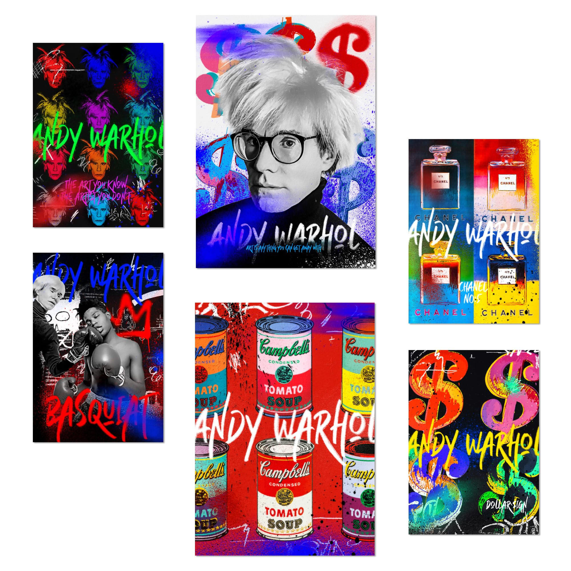 POSTER Set Mit 6 Iconico Graffiti Pop Di Andy Warhol A3 & A4 Rahmenlos - Klar, Papier (29/3cm) - Nacnic