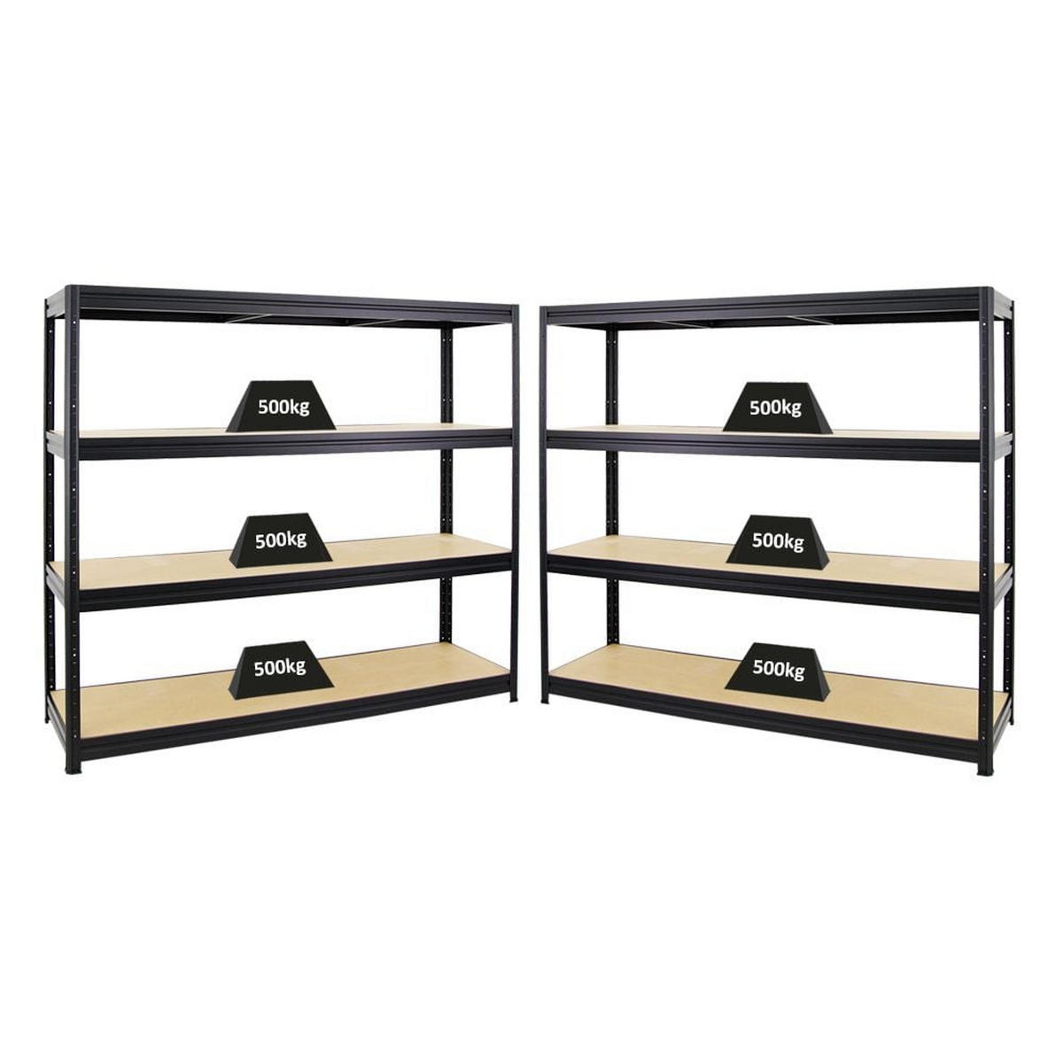 ECKREGAL SparSet mit 2x Schwerlastregal Dino 180 x 200 x 60 cm Schwarz - Schwarz, Metall (290/180/60cm) - PROREGAL